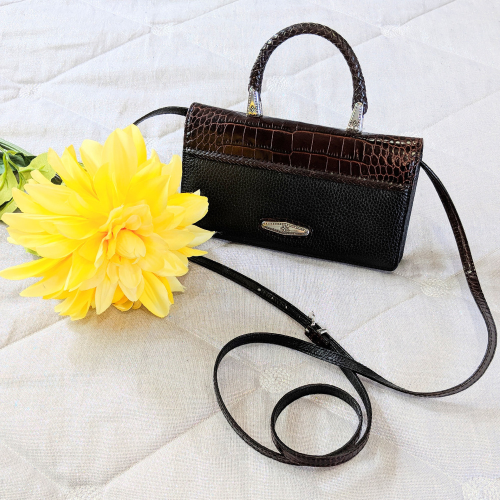 *BRIGHTON Vintage Leather Croc Embossed Purse